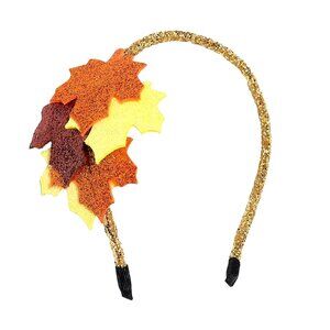 Fall Maple Leaf Headbands Glitter Hair Hoop Thanksgiving Headband for Women Gold